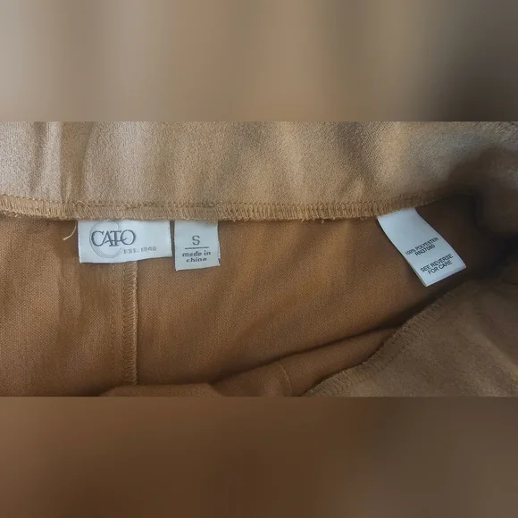 Cato Faux Suede Button-Front Midi Skirt | Tan A-Line - Picture 3 of 4